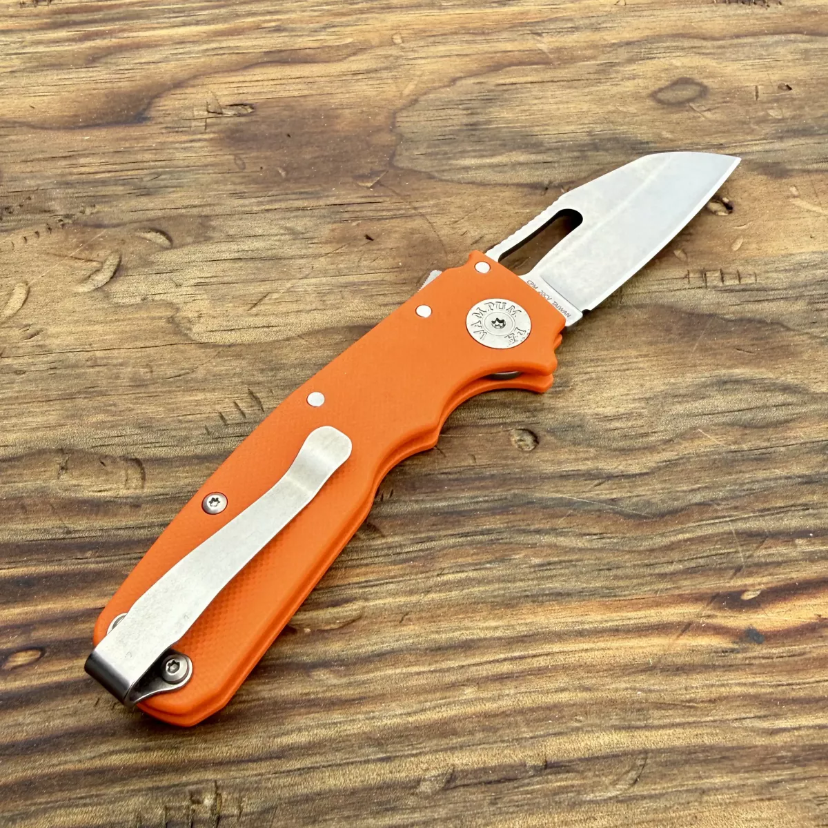 Demko Shark Cub Orange G10 Scales Stonewashed CPM-20CV Sharks Foot